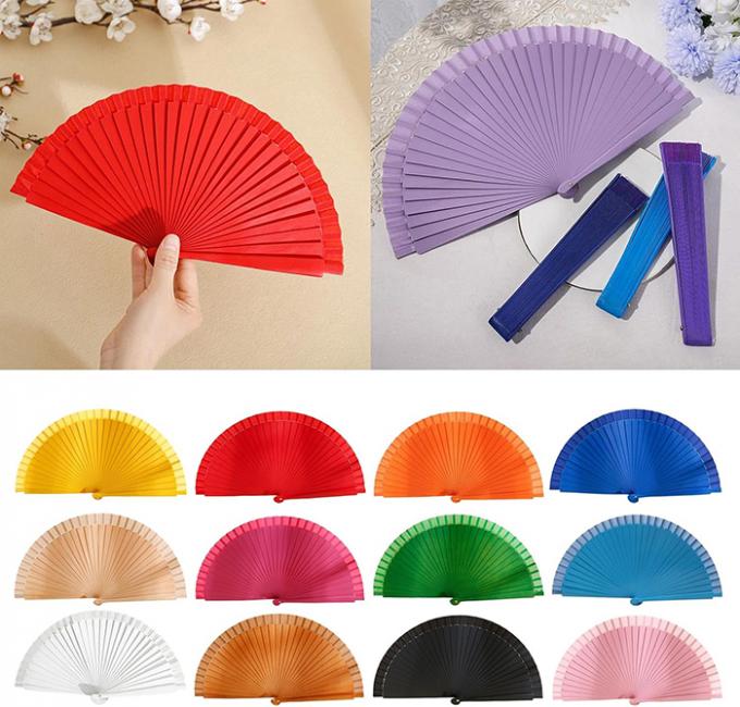 Fan Tây Ban Nha thời trang Fan bằng gỗ thanh lịch Fan tay Trung Quốc Vintage Màu cứng Fan gấp đơn giản cho trang phục Tiệc trang trí 1