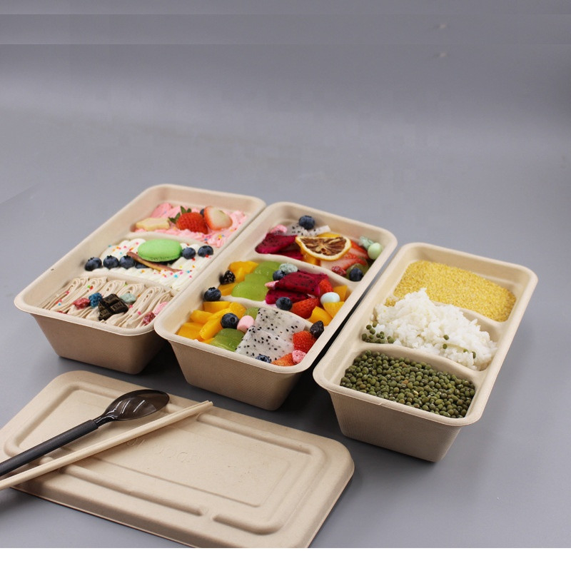 Bagasse Fiber Biodegradable Containers With Lids For Takeout Parties